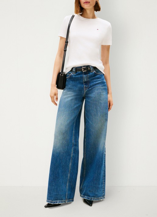 Tommy Hilfiger T-shirt met streepprint - voorkant 2 gebroken wit