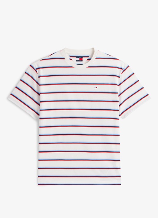 Tommy Hilfiger T-shirt met streepprint - voorkant 2 wit