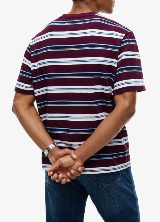 Tommy Hilfiger T-shirt met streepprint - achterkant 5 calypso berry stripe-v11 / rood