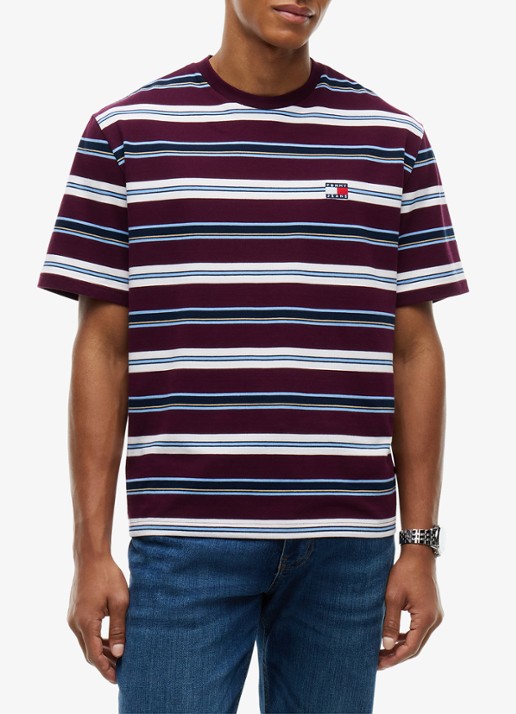 Tommy Hilfiger T-shirt met streepprint - detail 3 calypso berry stripe-v11 / rood