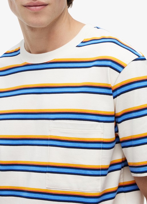 Tommy Hilfiger T-shirt met streepprint - detail 4 ivoor