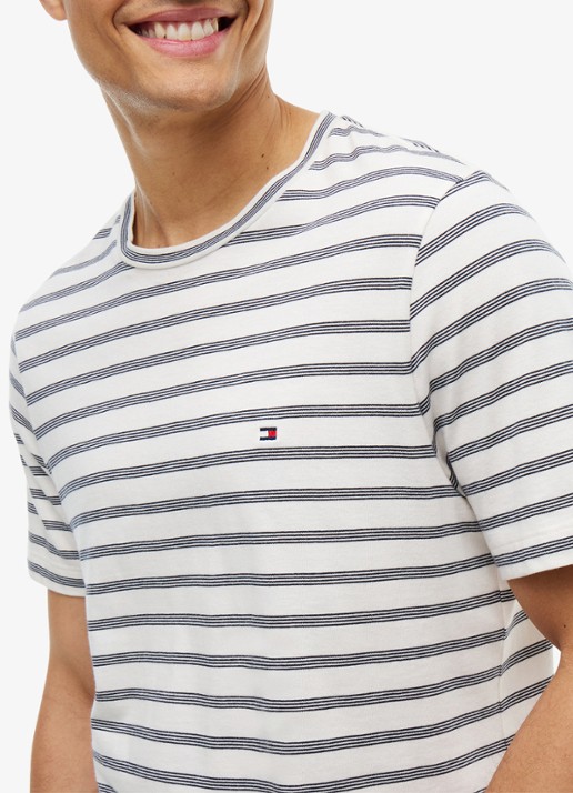 Tommy Hilfiger T-shirt met streepprint - detail 2 wit