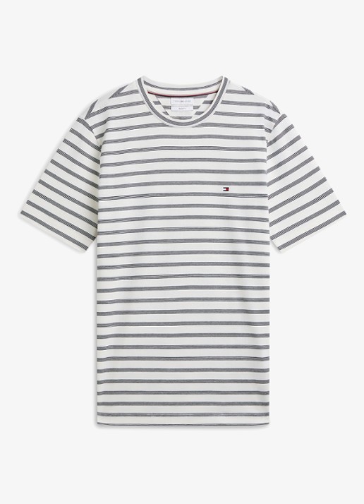 Tommy Hilfiger T-shirt met streepprint - voorkant 4 wit