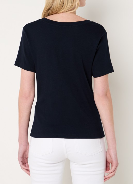 Tommy Hilfiger T-shirt met V-hals - achterkant donkerblauw