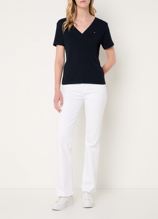Tommy Hilfiger T-shirt met V-hals - voorkant 4 donkerblauw