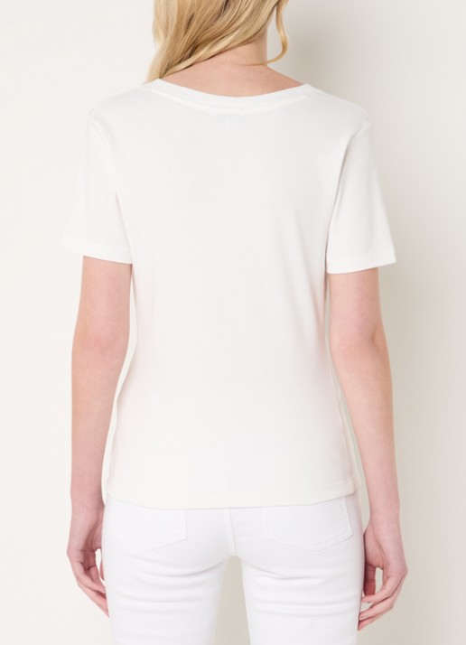 Tommy Hilfiger T-shirt met V-hals - achterkant 4 gebroken wit