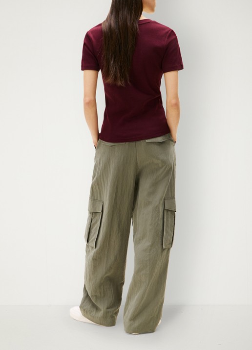 Tommy Hilfiger T-shirt met V-hals - achterkant bordeauxrood