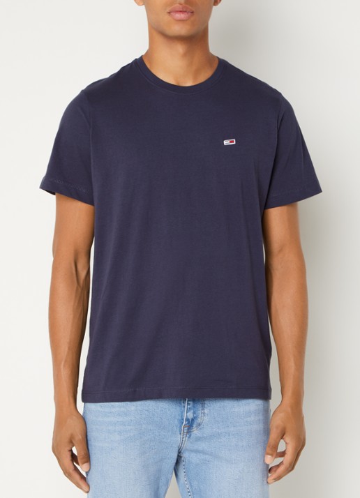 Tommy Hilfiger T-shirt van katoen met logo - detail 3 donkerblauw
