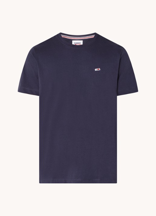 Tommy Hilfiger T-shirt van katoen met logo - voorkant donkerblauw