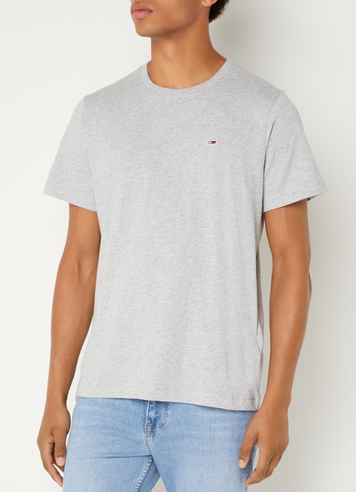 Tommy Hilfiger T-shirt van katoen met logo - detail 4 grijsmele