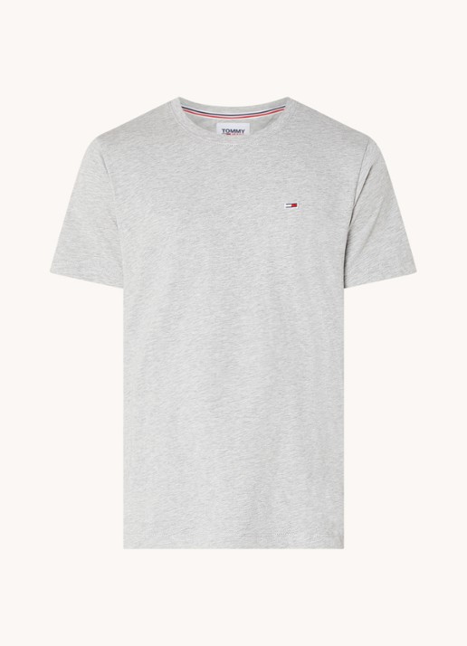Tommy Hilfiger T-shirt van katoen met logo - voorkant 2 grijsmele