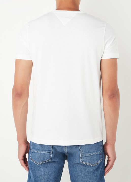 Tommy Hilfiger T-shirt van  katoen met logoborduring - achterkant 2 wit