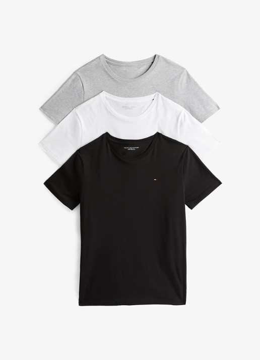 Tommy Hilfiger T-shirts met logo in 3-pack - voorkant grijs