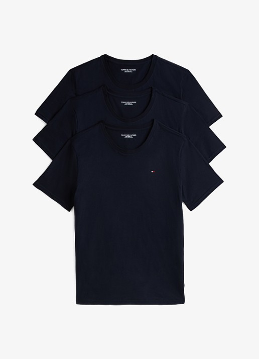 Tommy Hilfiger T-shirts met logo in 3-pack - voorkant 5 donkerblauw