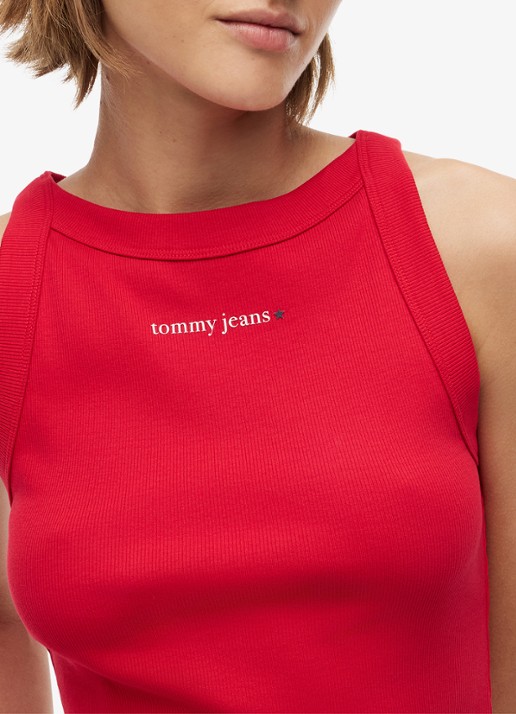 Tommy Hilfiger Tanktop met ribstructuur - detail 4 rood