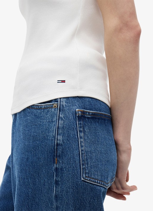Tommy Hilfiger Tanktop met ribstructuur - detail 5 wit