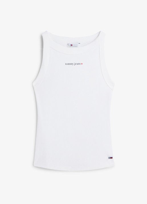 Tommy Hilfiger Tanktop met ribstructuur - voorkant 2 wit