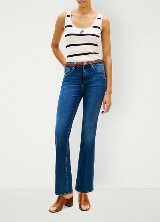 Tommy Hilfiger Tanktop met streepprint en logoborduring - voorkant 3 wit