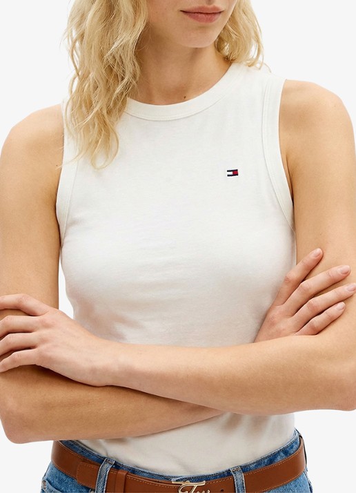 Tommy Hilfiger Tanktop met streepprint - detail 2 beige