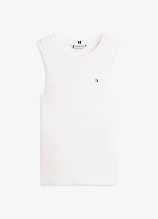 Tommy Hilfiger Tanktop met streepprint - voorkant wit