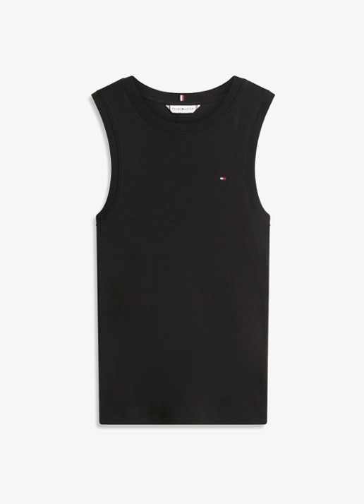 Tommy Hilfiger Tanktop met streepprint - voorkant 2 zwart