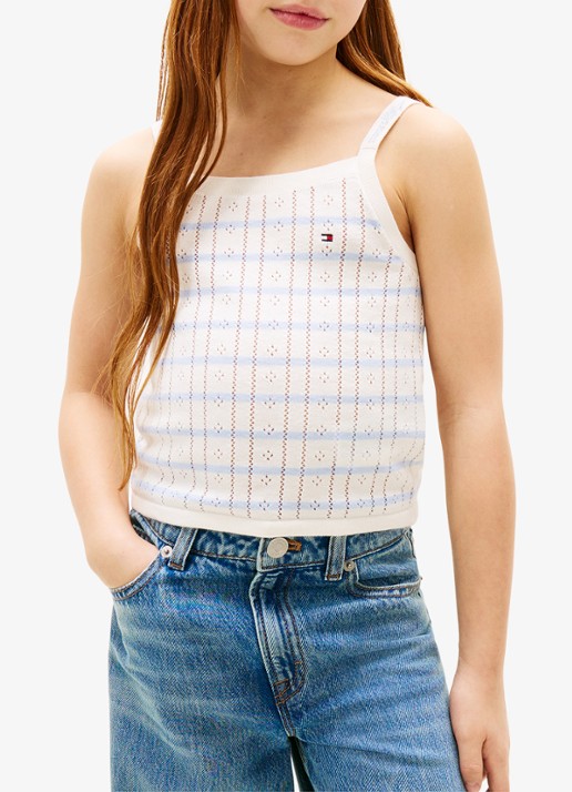 Tommy Hilfiger Tanktop met streepprint - detail ivoor