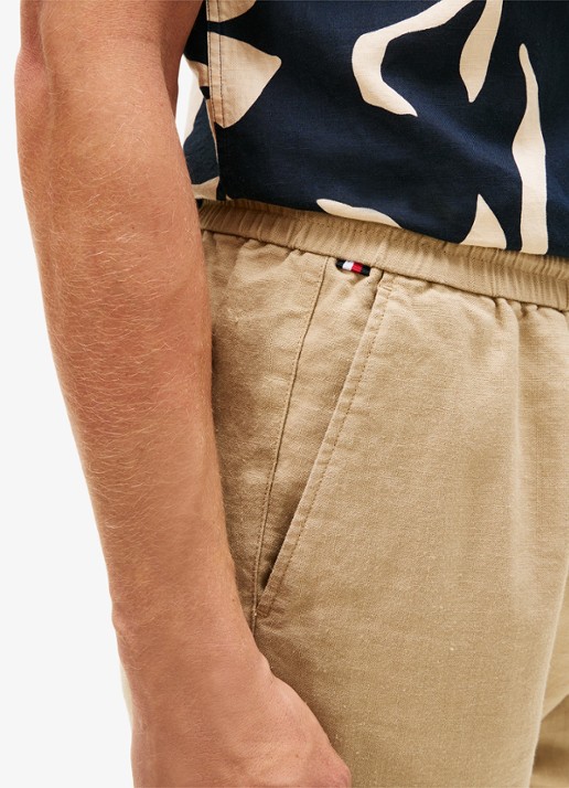 Tommy Hilfiger Tapered fit chino in linnenblend - detail 5 khaki