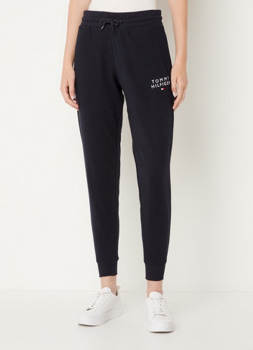 Tommy Hilfiger Tapered fit joggingbroek met logoborduring - detail 4 donkerblauw