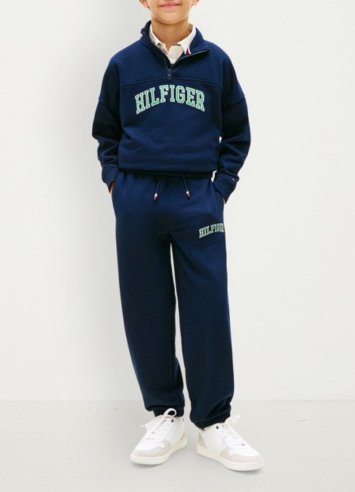 Tommy Hilfiger Tapered fit joggingsbroek met logo en steekzakken - voorkant 2 dark night navy-c1g
