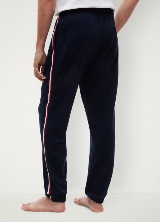 Tommy Hilfiger Tapered fit lounge joggingbroek met logoband - achterkant 3 donkerblauw