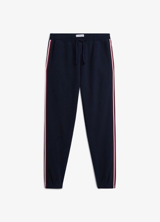 Tommy Hilfiger Tapered fit lounge joggingbroek met logoband - voorkant donkerblauw