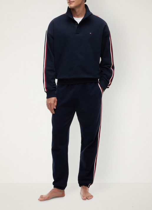 Tommy Hilfiger Tapered fit lounge joggingbroek met logoband - voorkant 2 donkerblauw