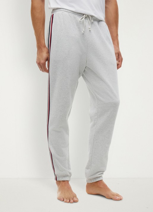 Tommy Hilfiger Tapered fit lounge joggingbroek met logoband - detail 4 lichtgrijs