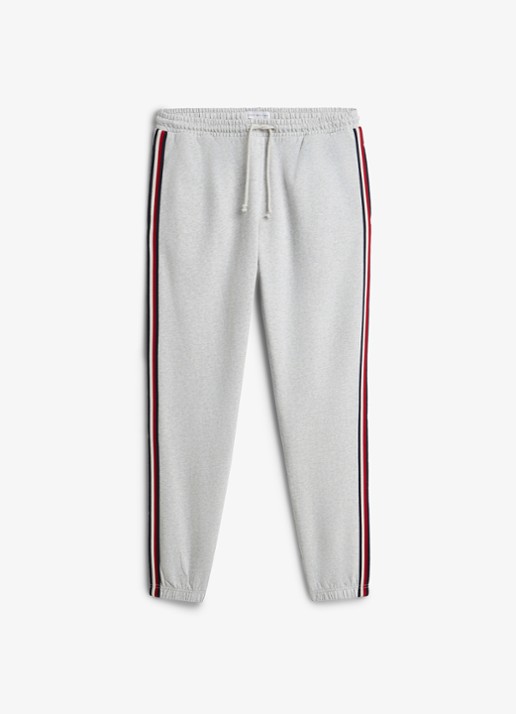 Tommy Hilfiger Tapered fit lounge joggingbroek met logoband - voorkant lichtgrijs