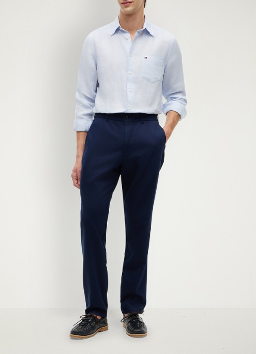 Tommy Hilfiger Tapered fit pantalon met steekzakken - voorkant 3 donkerblauw