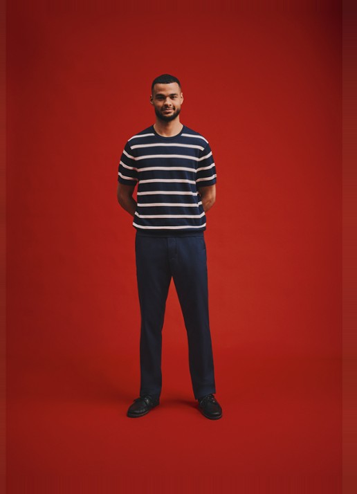 Tommy Hilfiger Tapered fit pantalon met steekzakken - voorkant 4 donkerblauw
