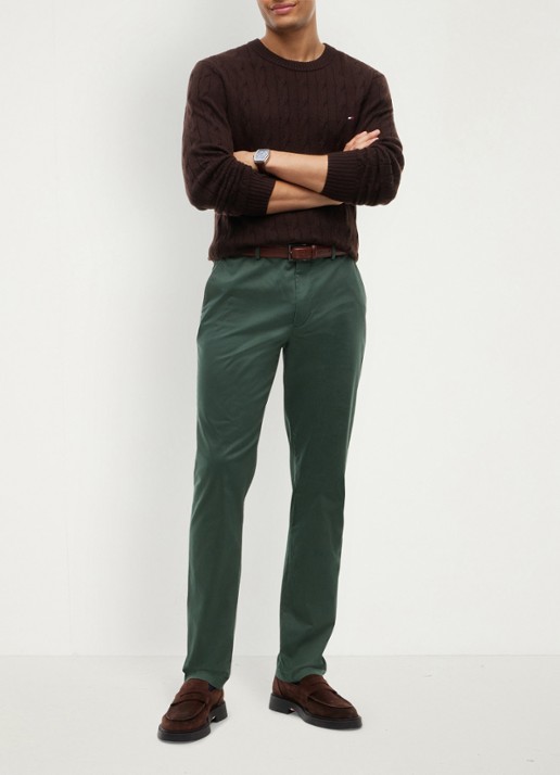 Tommy Hilfiger Tapered fit pantalon met steekzakken - voorkant 5 riverbed green-mt0 / groen