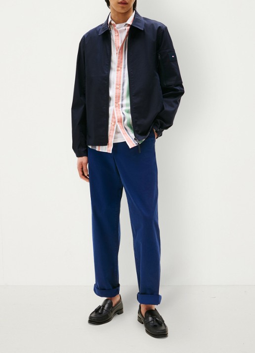 Tommy Hilfiger Tech jack met ritszakken - voorkant 7 donkerblauw