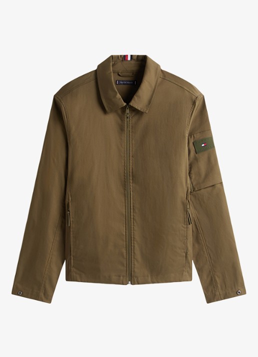 Tommy Hilfiger Tech jack met ritszakken - voorkant mosgroen