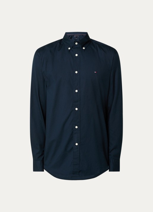 Tommy Hilfiger TH Flex regular fit overhemd met logo - voorkant 3 indigo