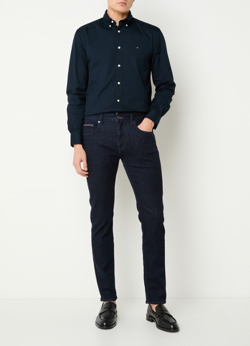 Tommy Hilfiger TH Flex regular fit overhemd met logo - voorkant 4 indigo