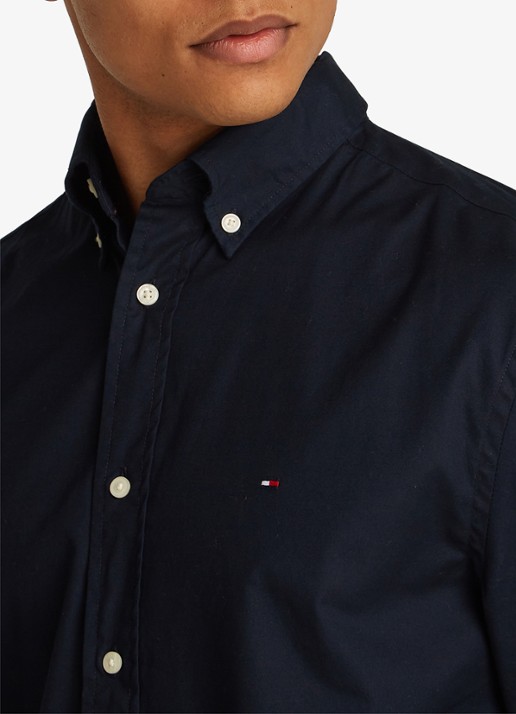 Tommy Hilfiger TH Flex regular fit overhemd met logo - detail 7 donkerblauw