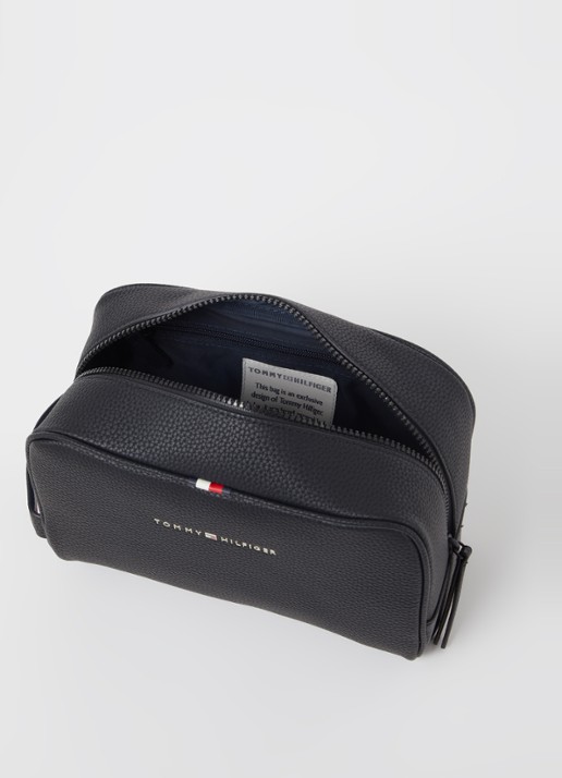 Tommy Hilfiger Toilettas met logo  - voorkant 2 zwart