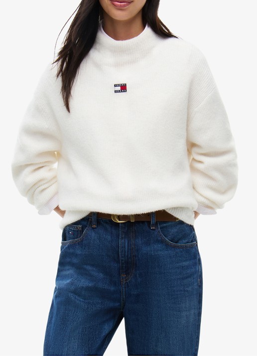 Tommy Hilfiger Tommy Badge ribgebreide trui in alpaca wolblend met logo
