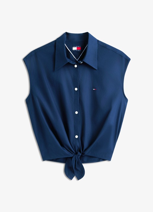 Tommy Hilfiger Top met knoopdetail - voorkant 3 donkerblauw