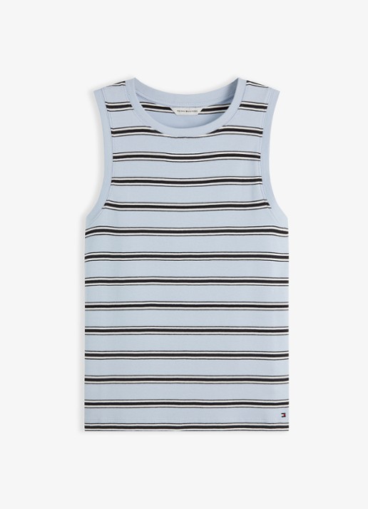 Tommy Hilfiger Top met streepprint - voorkant 2 lichtblauw