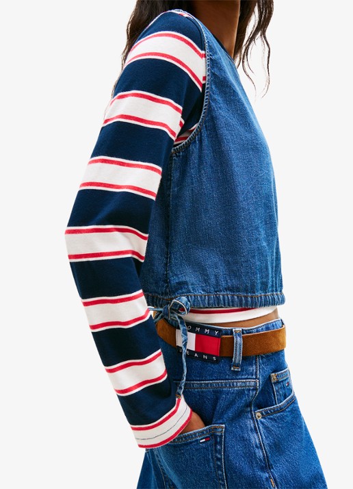 Tommy Hilfiger Top van denim - detail 2 donkerblauw