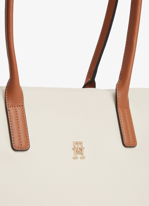 Tommy Hilfiger Tote shopper met logo - detail 5 creme
