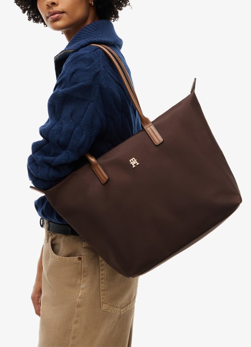 Tommy Hilfiger Tote shopper met logo - detail fondant brown-gug / bruin