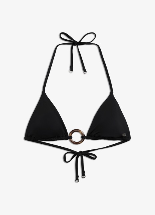 Tommy Hilfiger Triangel bikinitop met uitneembare vulling - voorkant zwart